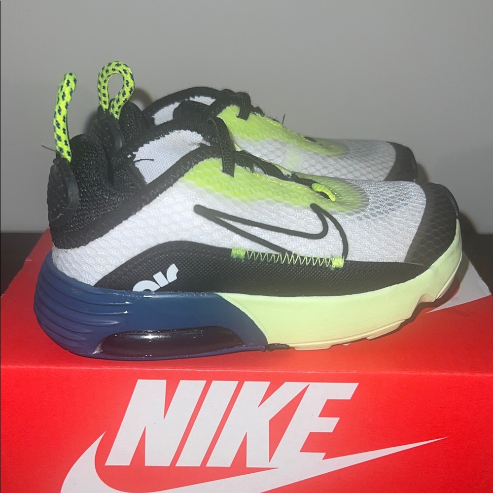 Nike Kids' White, Black, and Neon Green Sneakers